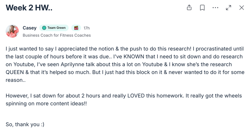 Casey community post: week 2 homework, loved the research push
